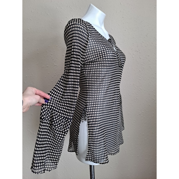 INC Bell Sleeve Silk Tunic Blouse - Picture 3 of 7